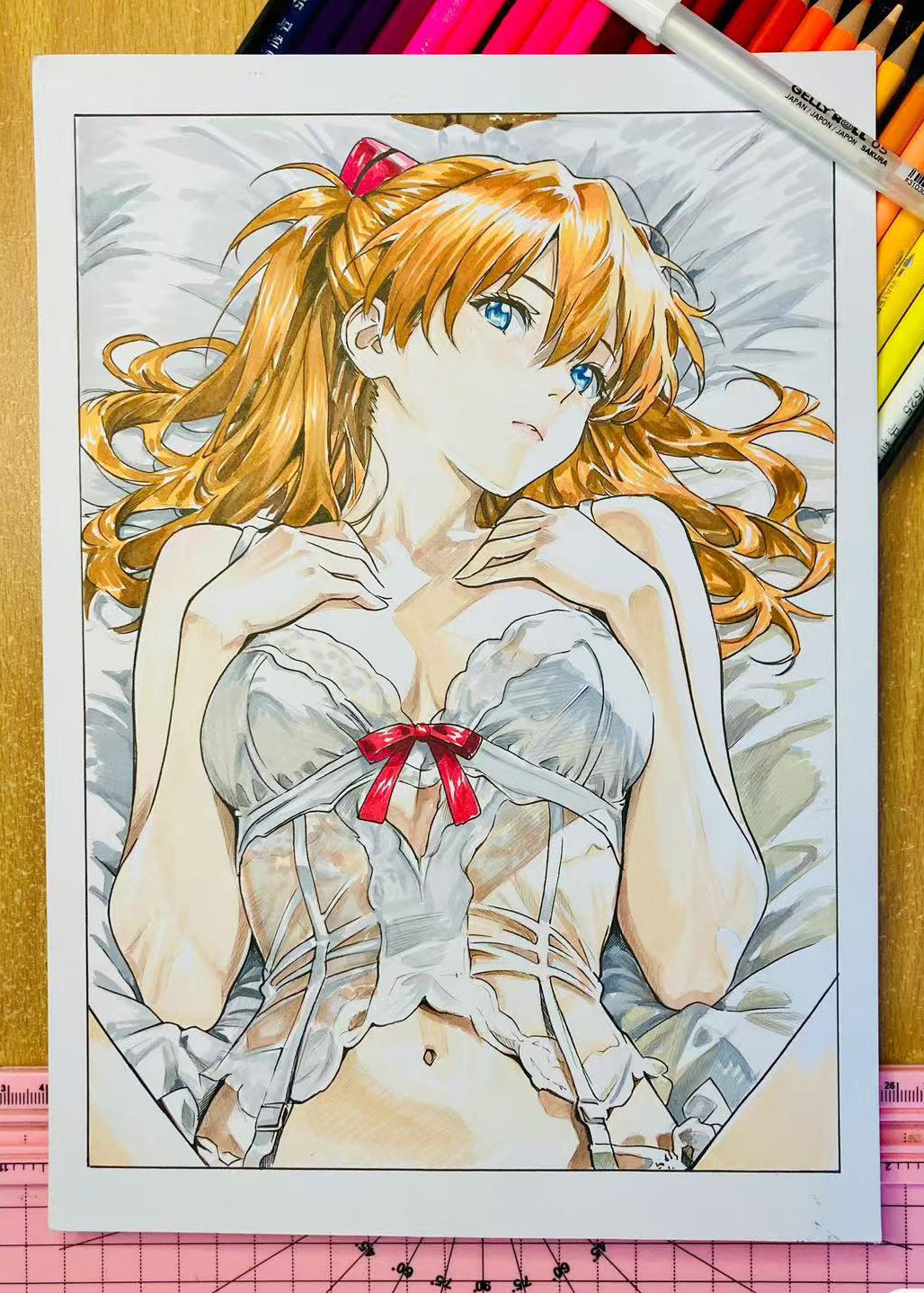 Asuka, original EVA artwork, 1U titanium alloy personalized keycaps, keycaps for anime and game characters