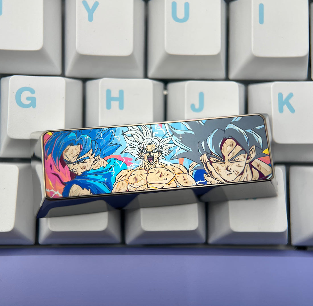 Dragon Ball, Son Goku transforms into a super Saiyan, 2.75U titanium alloy personalized keycap, anime and game culture creative metal carving mechanical keyboard decoration keycap