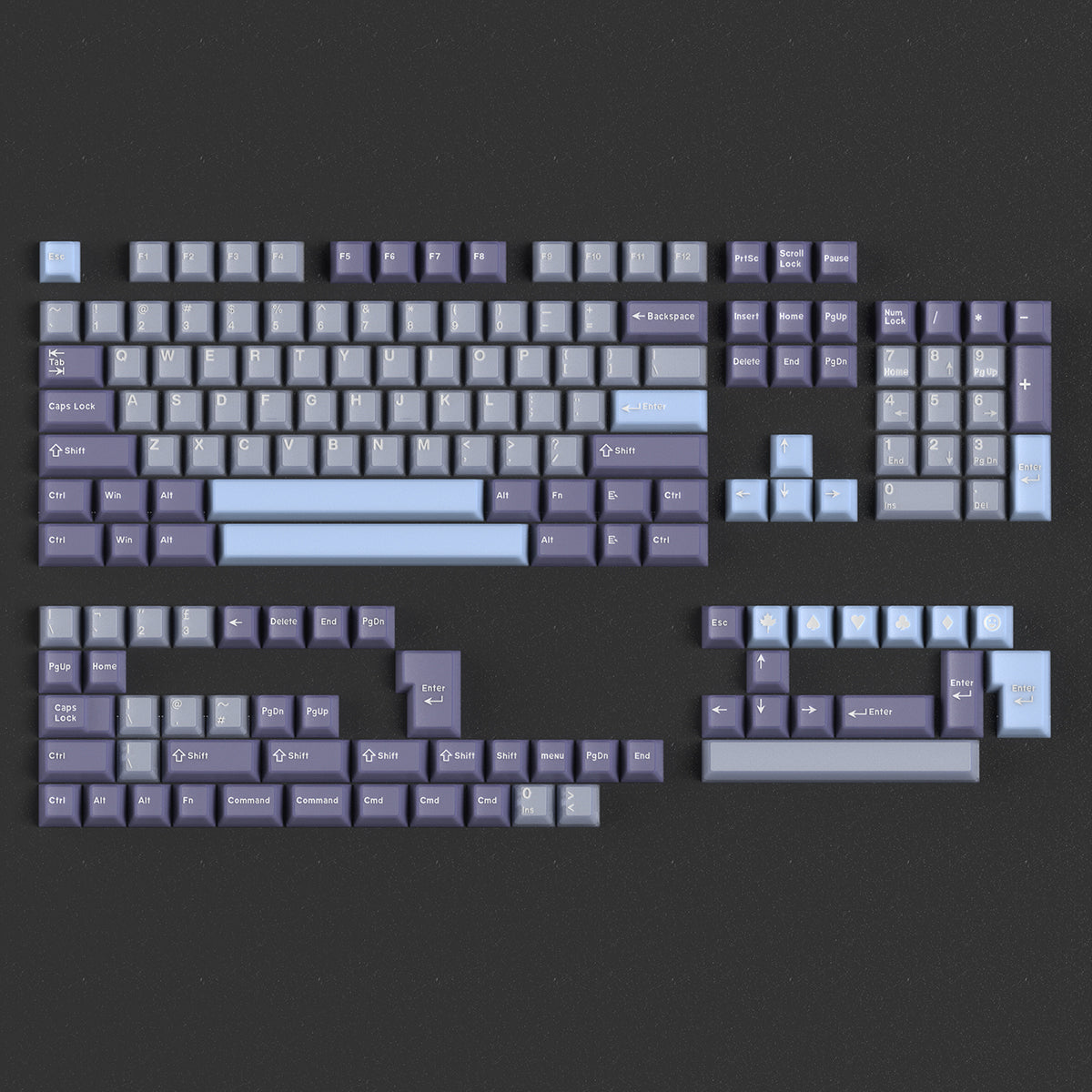 Blue coconut bubble semi transparent mechanical keyboard keycap complete set PBT+PC transparent factory height