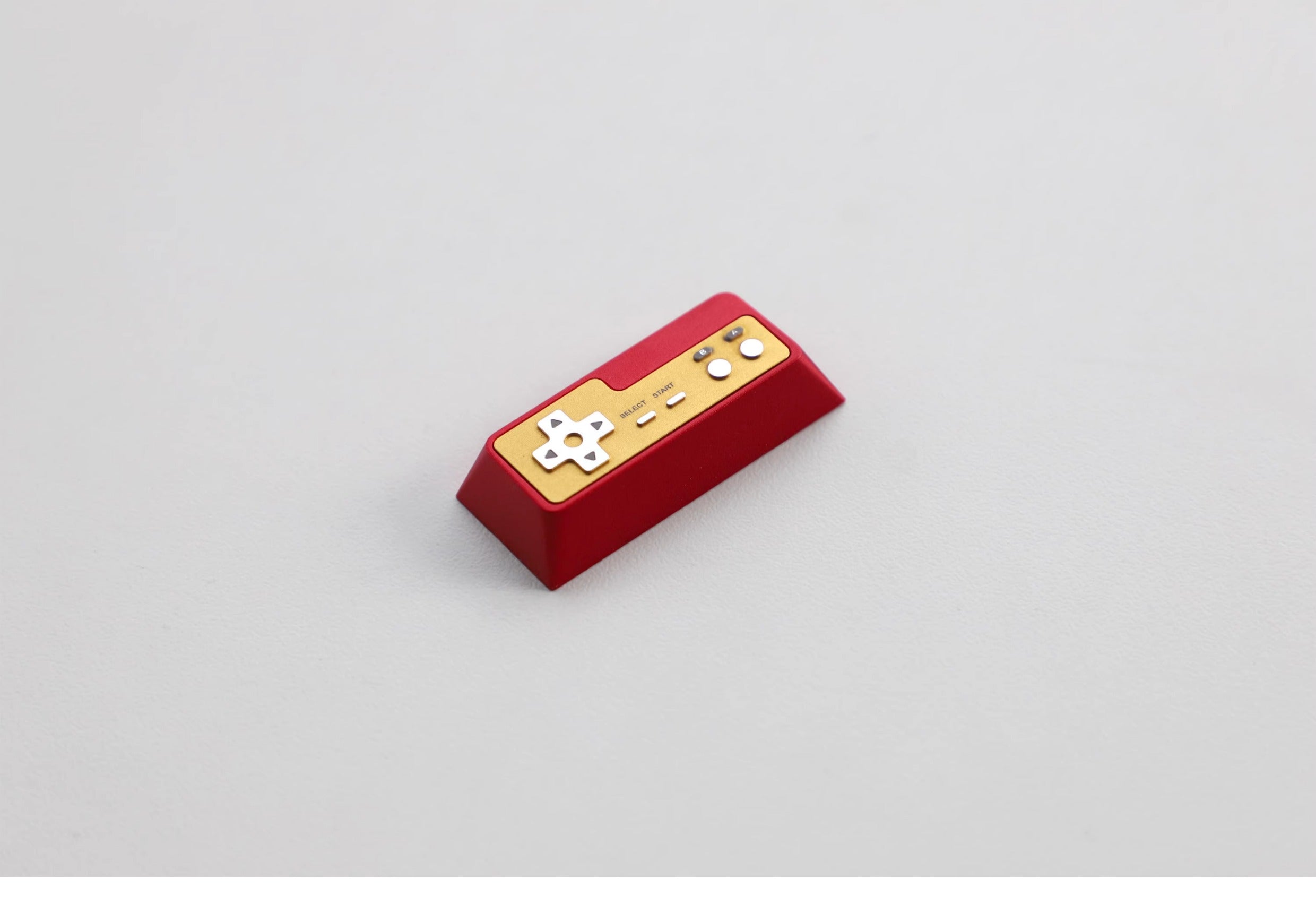 Metal die-cast, 2.25U red and white FC game console controller, mechanical keyboard cap, anodized metal keycap