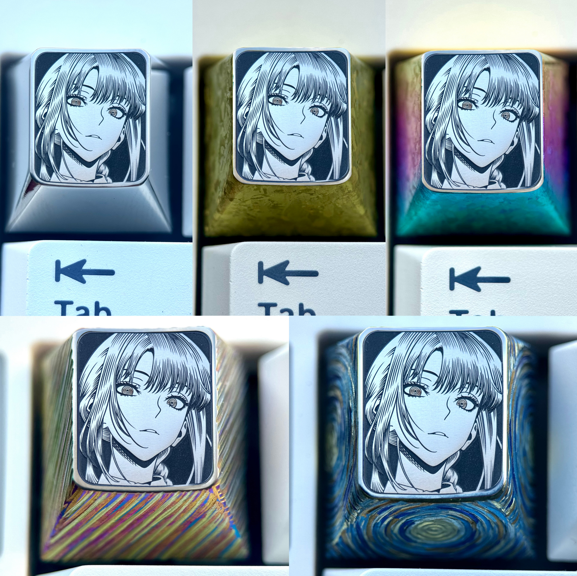 Chainsaw Man, Makima, 1U titanium alloy metal personalized keycaps, anime and game character carving art creative keycaps