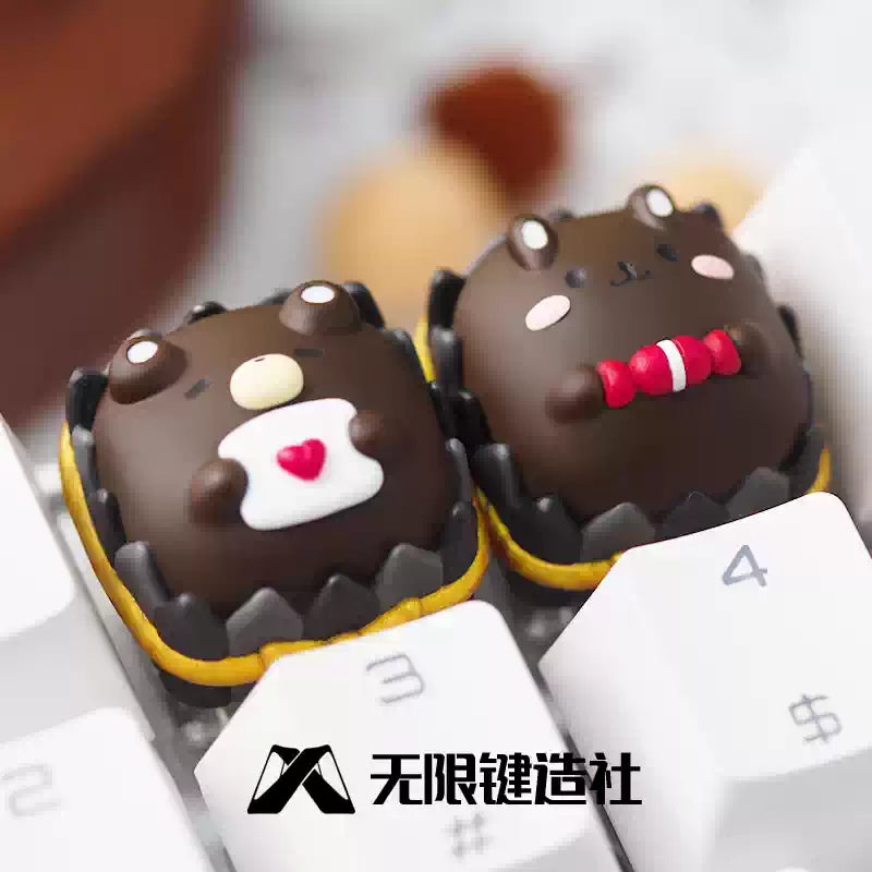Chocolate Bear, Cute Resin Artisankeycaps Original Personalized Custom Resin Mechanical Keyboard Keycaps
