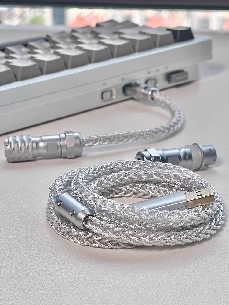 Customized handmade mechanical keyboard data cable, single crystal copper aviation plug cable, eight strand braided keyboard cable