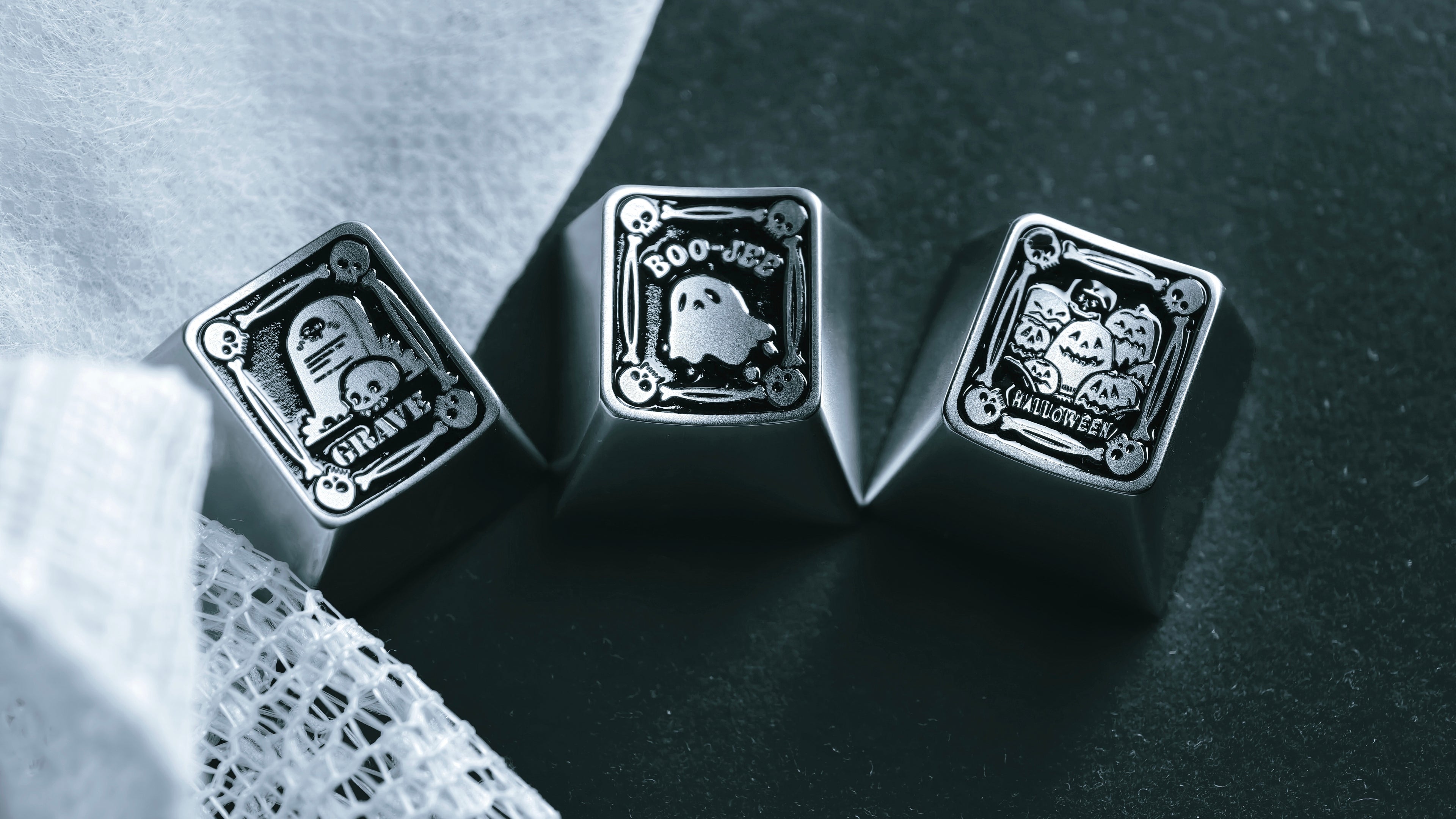 Halloween themed zinc alloy carved keycaps, personalized keycaps, decorative keycaps