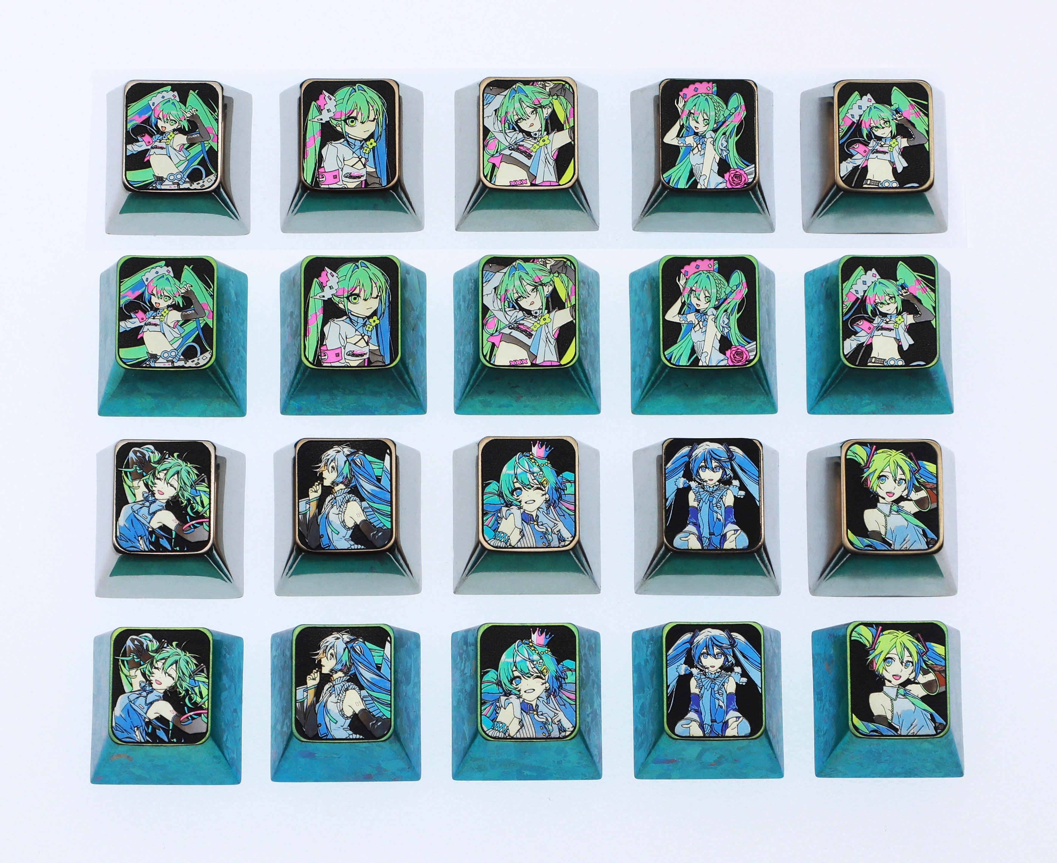 Hatsune Miku, 1U titanium alloy personalized keycap, animation game music culture creative decoration keycap, metal art keycap