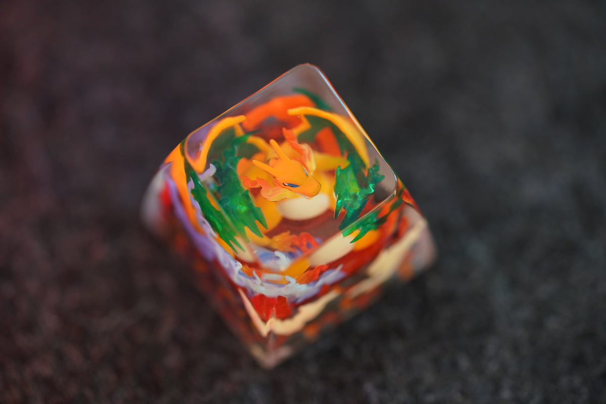 Pok é mon, Charizard,Crystal drops of glue,1U artisankeycaps, Cute keycaps around anime and games