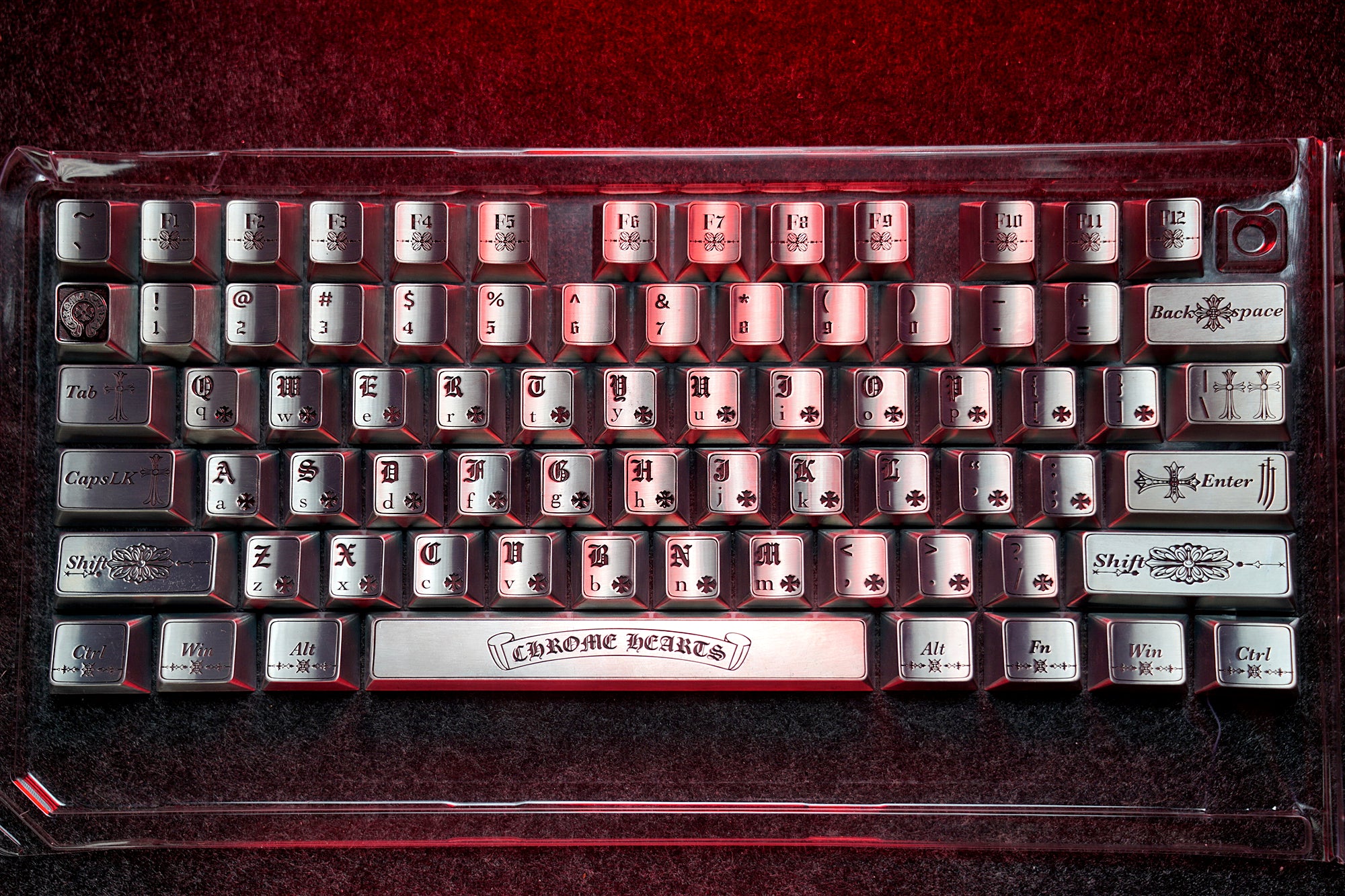 Chrome Hearts theme, metal personalized keycap set, trendy and fashionable keycap set.