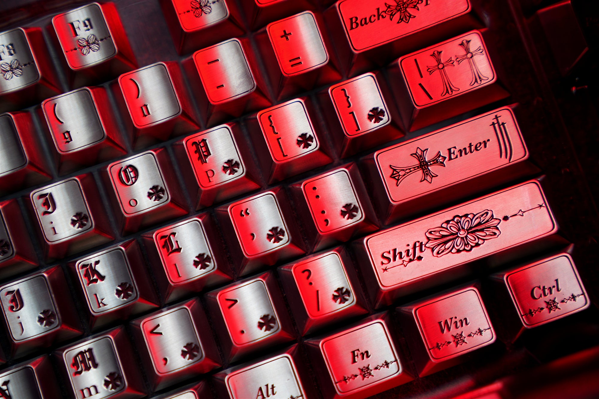 Chrome Hearts theme, metal personalized keycap set, trendy and fashionable keycap set.