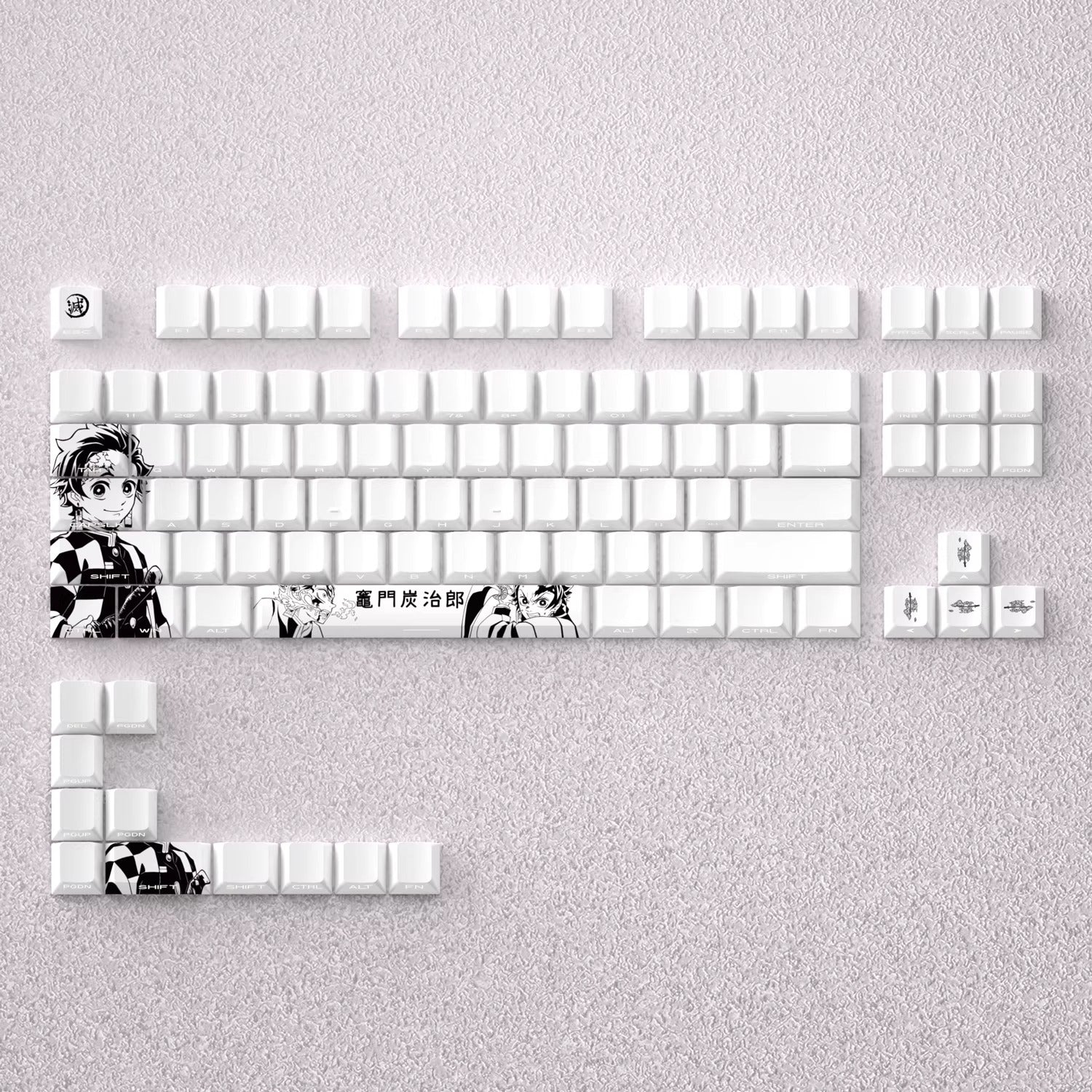 Demon Slayer Kimetsu no Yaiba series, Kamado Tanjiro theme, original high PBT material compatible MX switch mechanical keyboard, anime game theme set keycaps, mechanical keyboard replacement keycap set