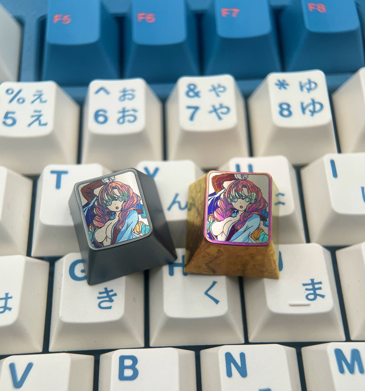Demon Slayer, Kanroji Mitsuri, 1U titanium alloy black sandblasted personalized keycaps, anime and game character peripheral art metal keycaps
