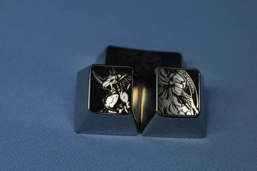 Digimon Adventure series, 1U black and white carved titanium alloy personalized keycaps, anime and game cultural creative decorative art keycaps