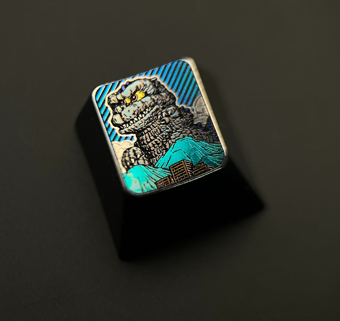 Mini cute Godzilla. 1U titanium alloy carved keycaps, personalized keycaps, keyboard decorative keycaps