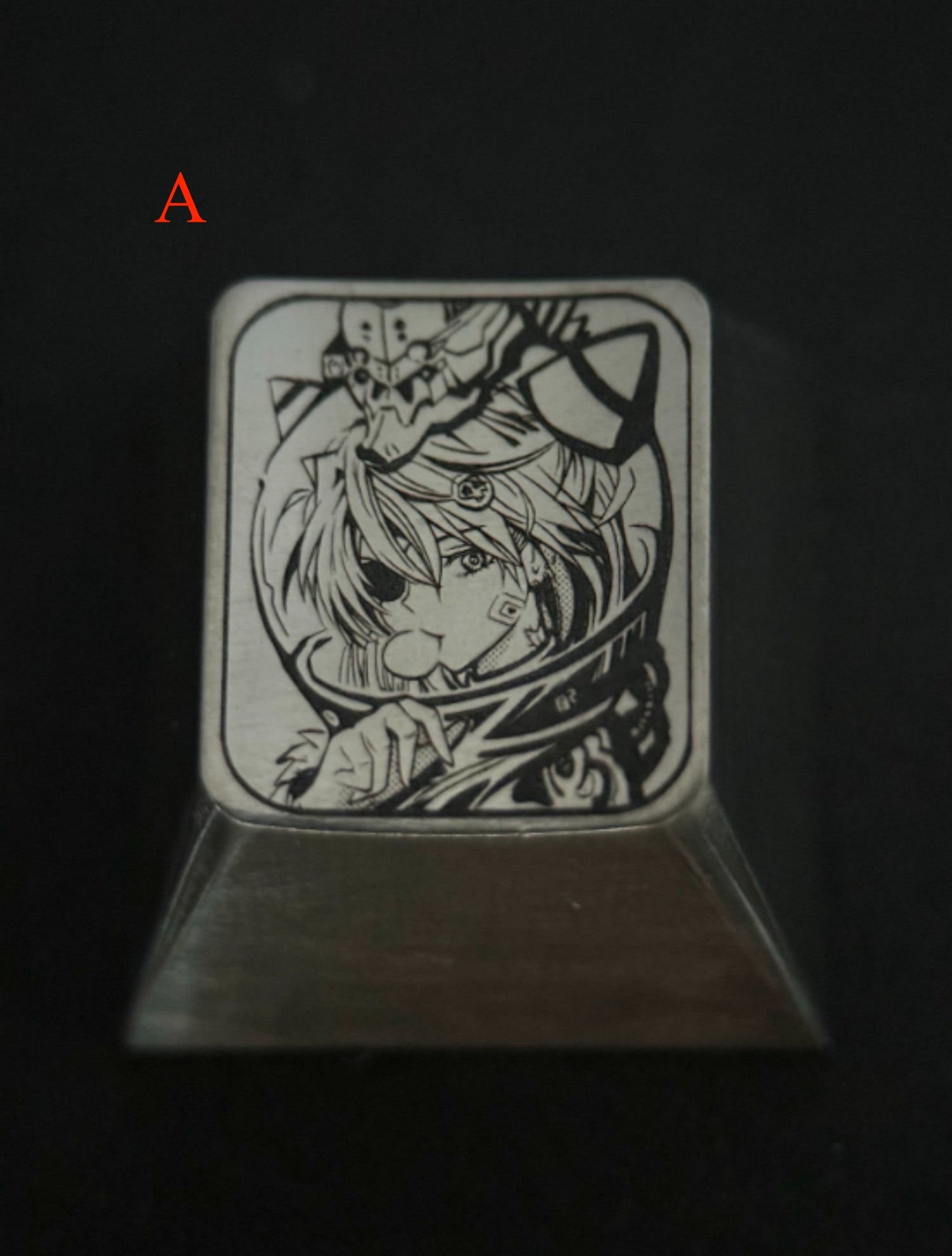 EVA, Asuka, 2 styles, black and white carved titanium alloy 1U personalized keycaps, metal decorative keycaps, anime peripheral keycaps