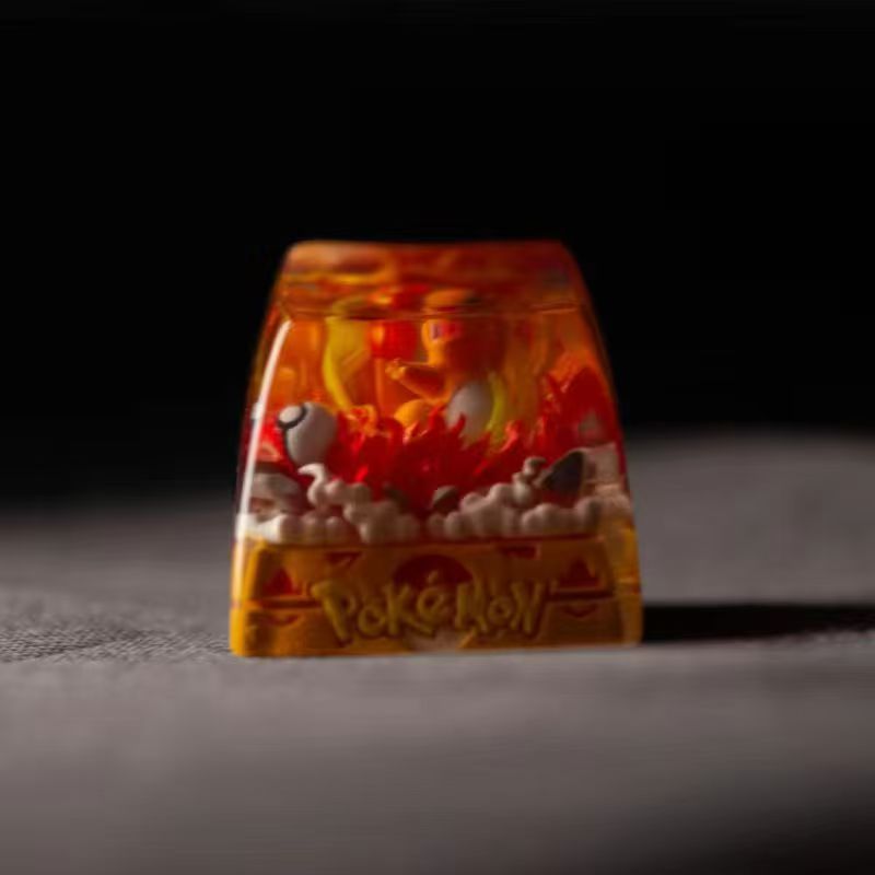 Pok é mon, Charmander, Crystal drops of glue series personalized keycaps, anime and game culture creative resin artisankeycaps.