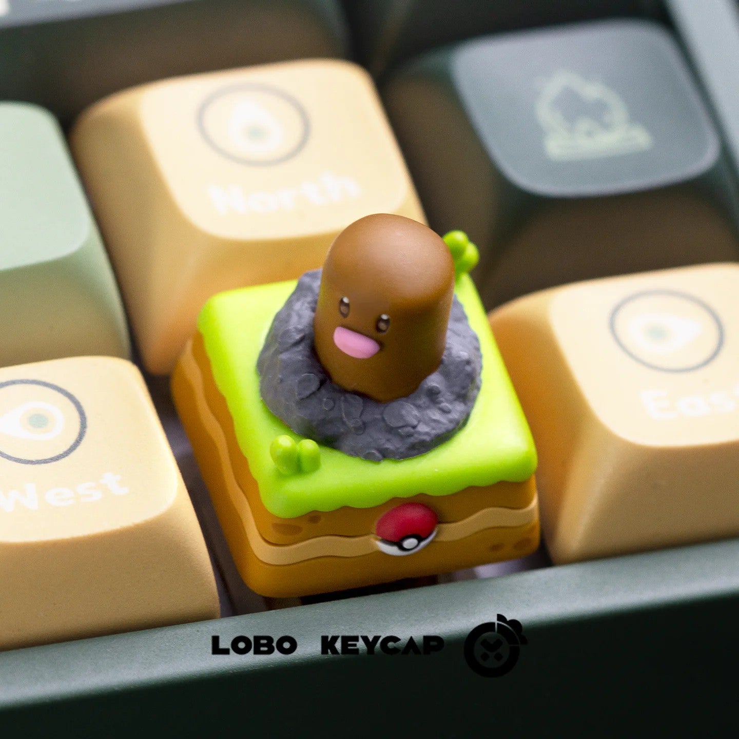 Pok é mon series, rotating style, multi-color resin molding, bearing rotation, cute cartoon personality keycaps, decorative keycaps.