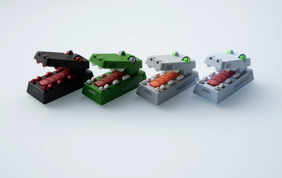 R2-Mechanical style little crocodile.2U Backspace Key artisankeycaps, Mouth can be opened and closed, PBT material personalized keycaps, keyboard decorative keycaps