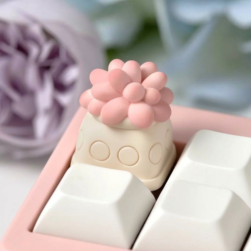 Succulent plant design, Multi colored resin one-piece molded personalized keycaps, mechanical keyboard resin decorative keycaps