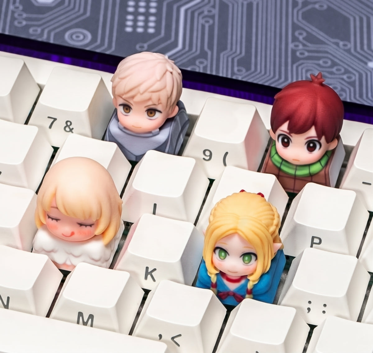 Delicious in Dungeon theme secondary creation, 3 D printing, not corroded or faded, three-dimensional modeling, anime, gaming, cultural creativity, personalized keycaps, mechanical keyboard decoration keycaps