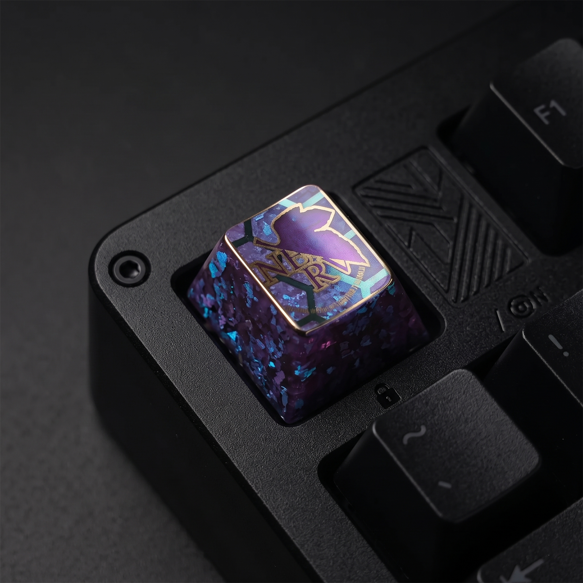 EVA LOGO, 1 U precision carving titanium alloy metal personalized keycaps, Anime creative cultural peripheral products, mechanical keyboard, artistic decorative keycaps