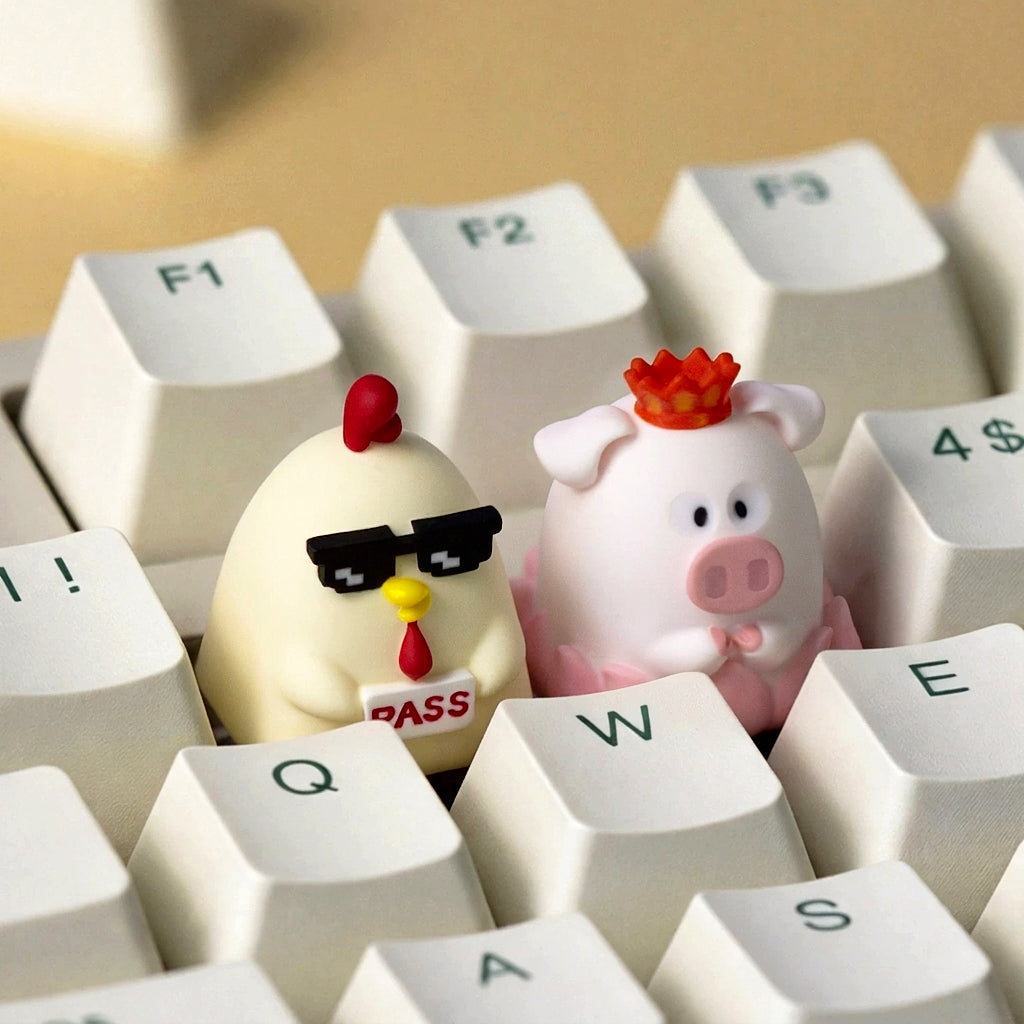 Cute zoo series, multi-color resin molded personalized keycaps, cartoon image creative cultural keycaps, mechanical keyboard handmade decorative keycaps