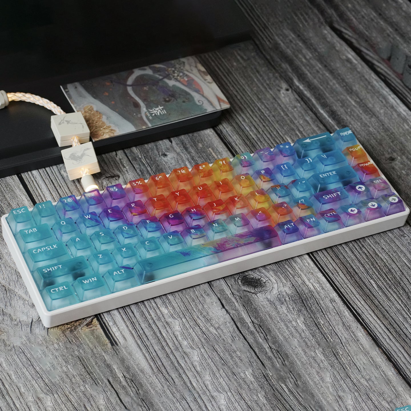Dreamy Gradient Dyeing Series 5-sided Mist Transparent, Mechanical Keyboard Keycaps, PBT Original Factory Height