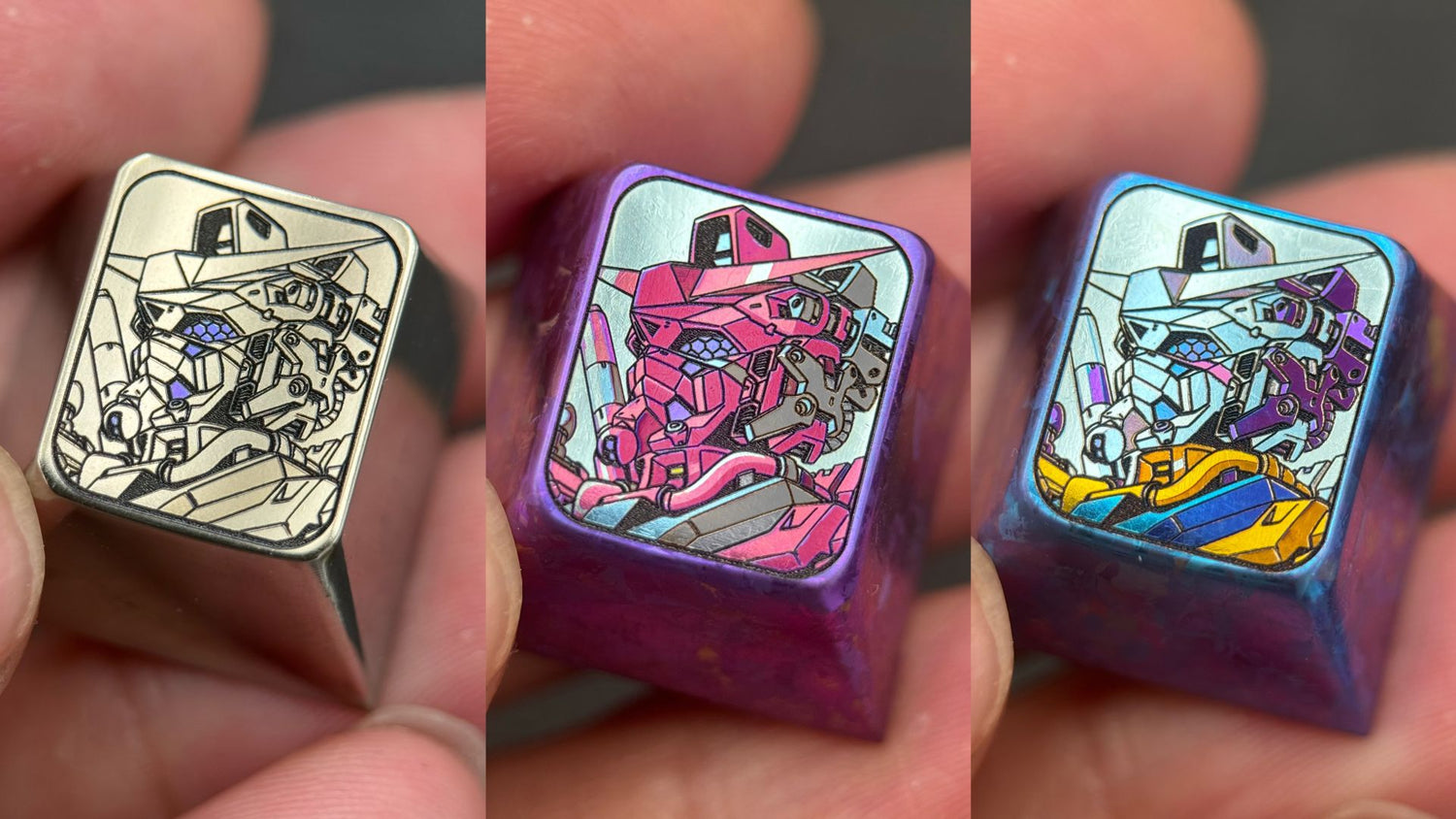 Gundam, 1U titanium alloy with 3 colors to choose from, personalized keycaps for anime and game characters, metal art decorative keycaps