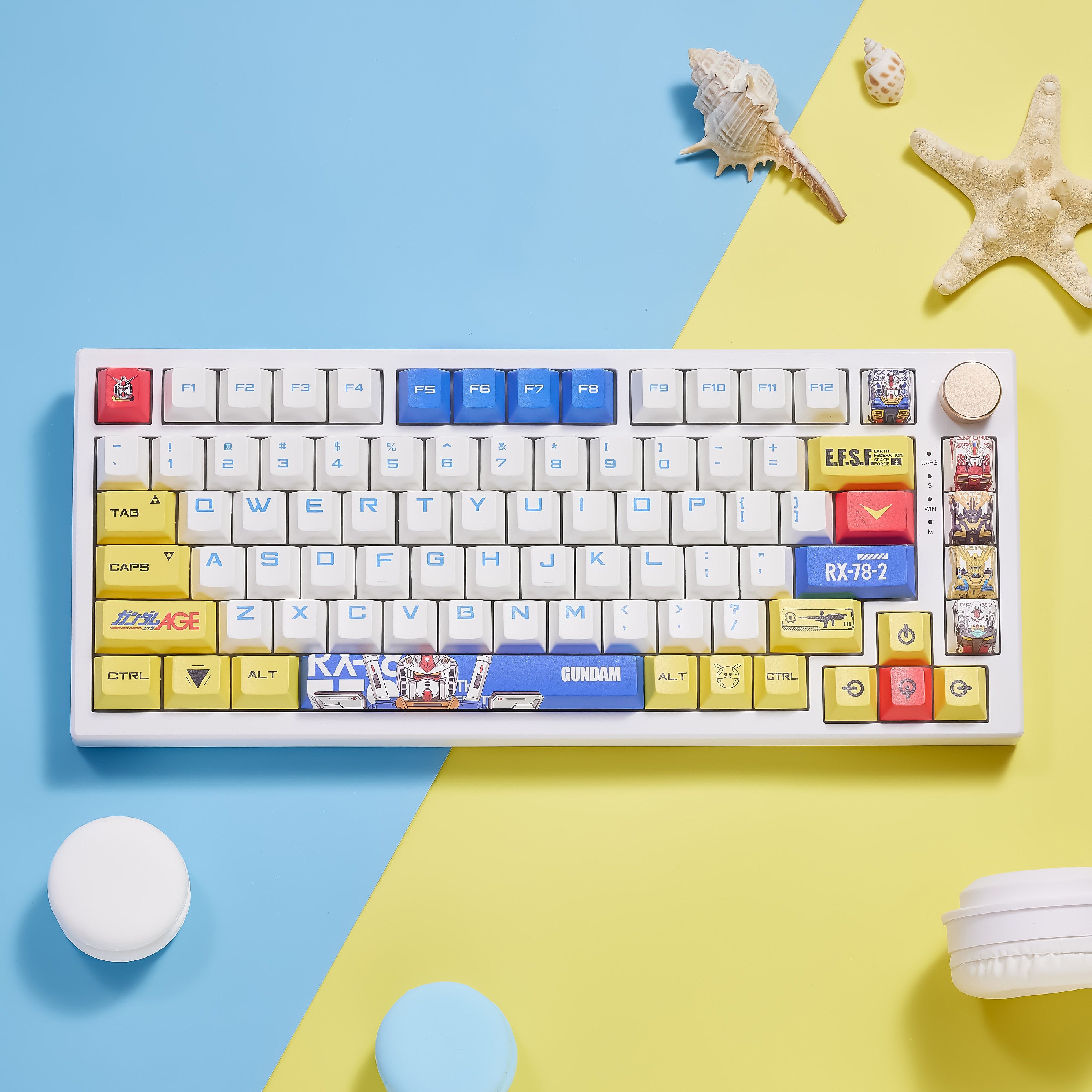 Gundam themed design, PBT material, sublimation process, large characters, personalized keycaps, mechanical keyboard decorative art keycaps