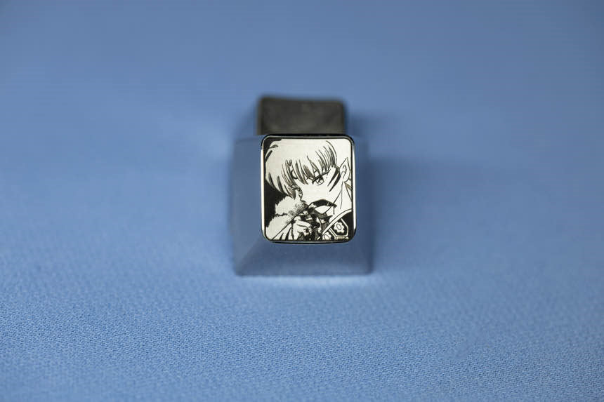 Inuyasha, Sesshoumaru titanium alloy personalized keycaps, 1U metal decorative keycaps, anime and game character peripheral keycaps