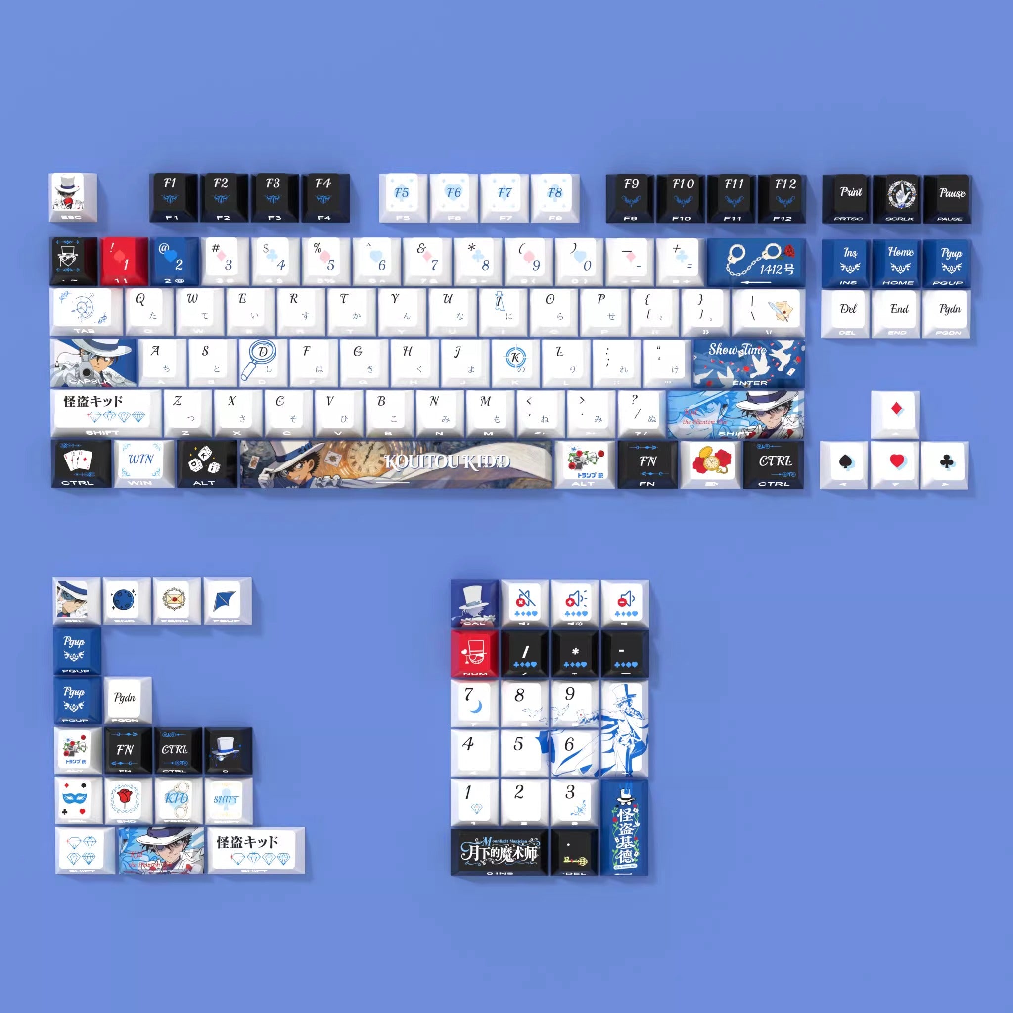 Kuroba Kaito themed keycaps, PBT material, sublimation technology, animation cartoon decoration keycap set