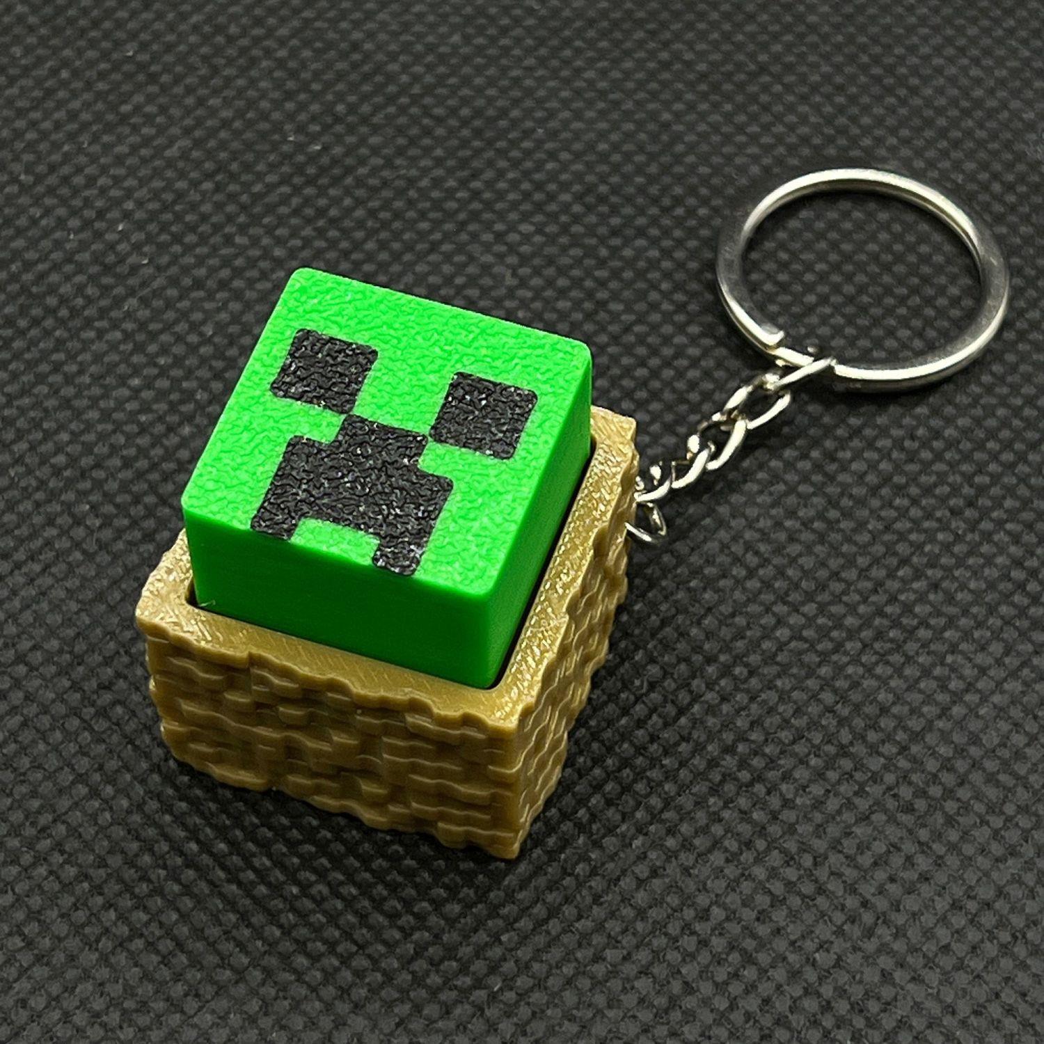 Minecraft, Unzip personalized keychain, 3D printed press switch