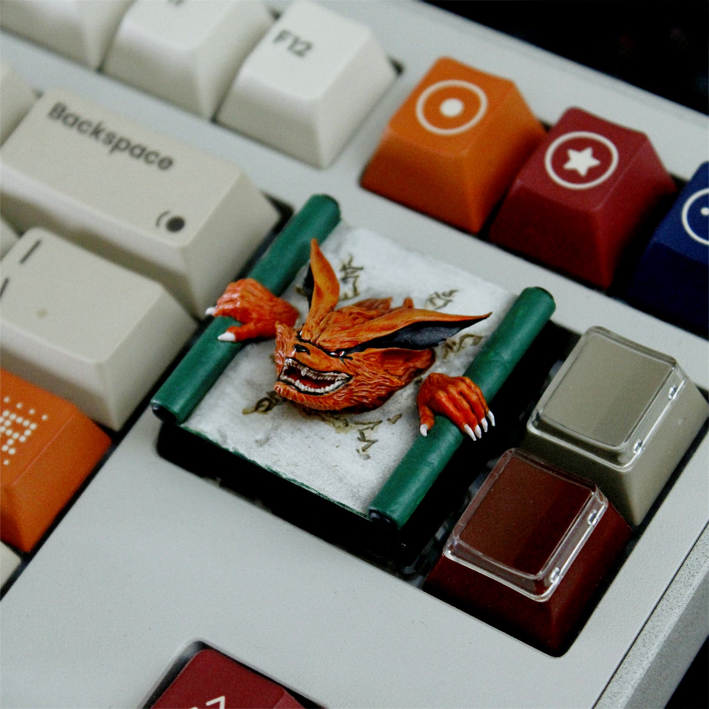 Naruto, Kurama, Sealed scroll, resin coated 4U personalized keycaps, keycaps for anime and gaming peripherals