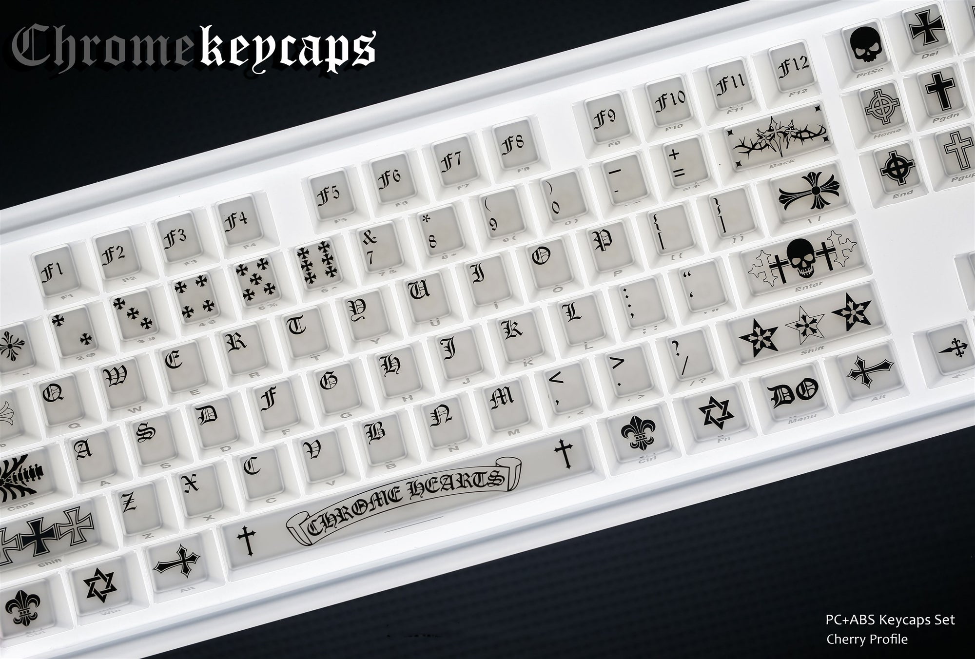 Chrome Hearts Crystal Jelly Keycaps, PC High Transparency Keycaps Transparent Theme Mechanical Keyboard Specific Keycaps, Fashion Trend Personalized Keycap Set