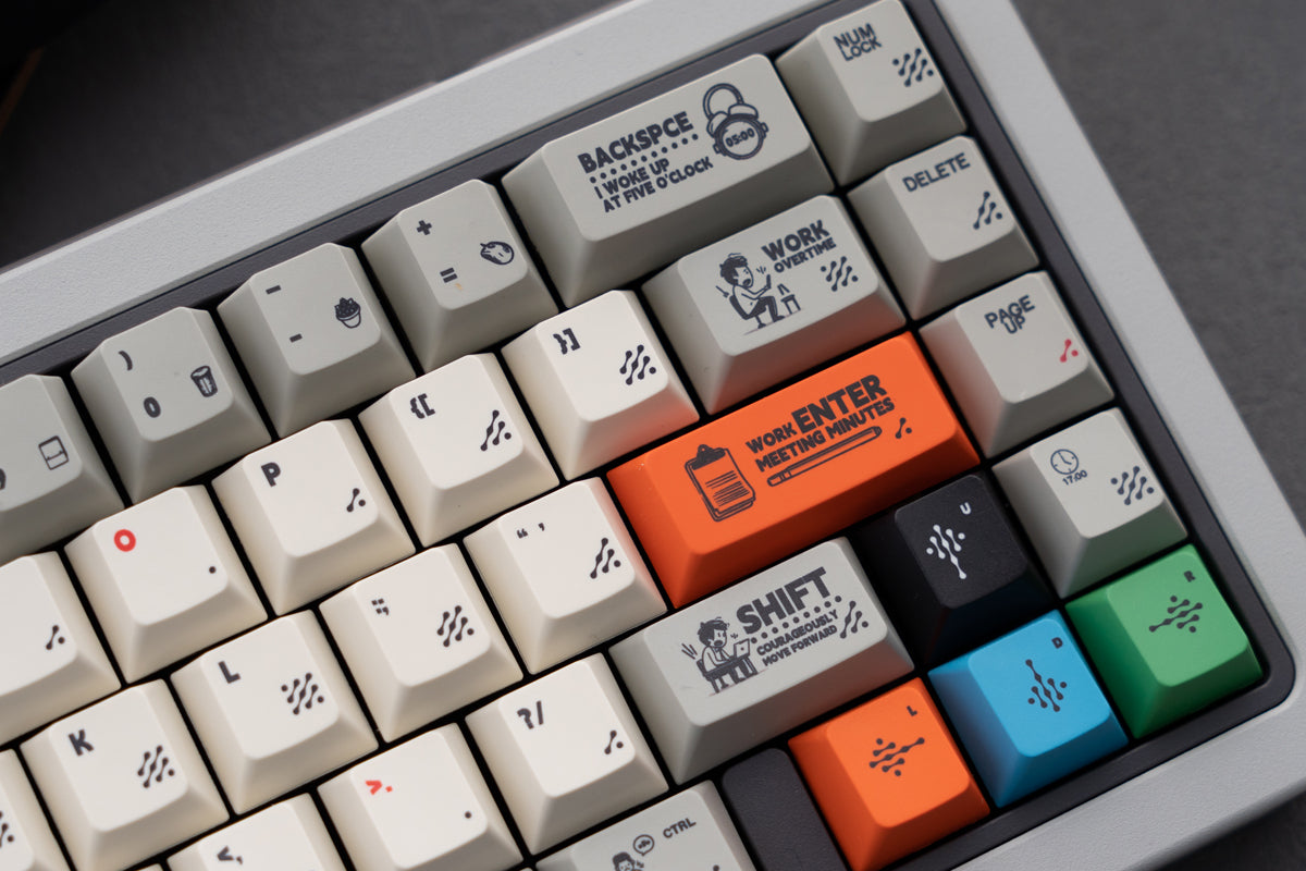 Early work and late return theme mechanical keyboard keycap complete set PBT heat sublimation original factory highly personalized keycap set