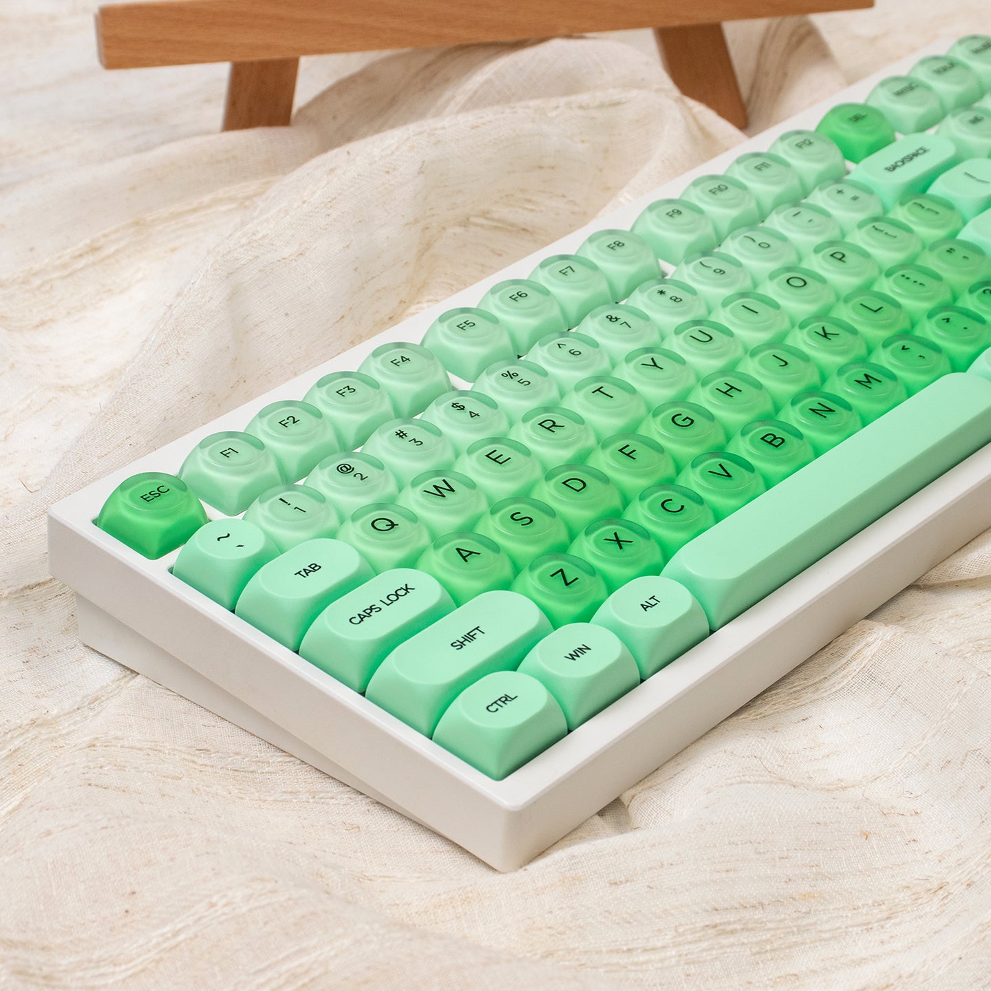 MOA High Green Jelly Cloud Gradient Keycap PBT+PC Cute Spherical Keycap Set