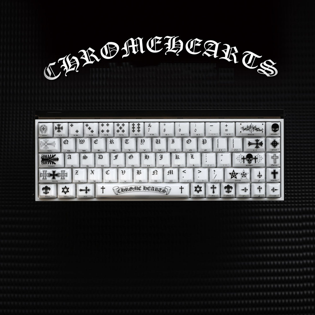 Chrome Hearts Crystal Jelly Keycaps, PC High Transparency Keycaps Transparent Theme Mechanical Keyboard Specific Keycaps, Fashion Trend Personalized Keycap Set