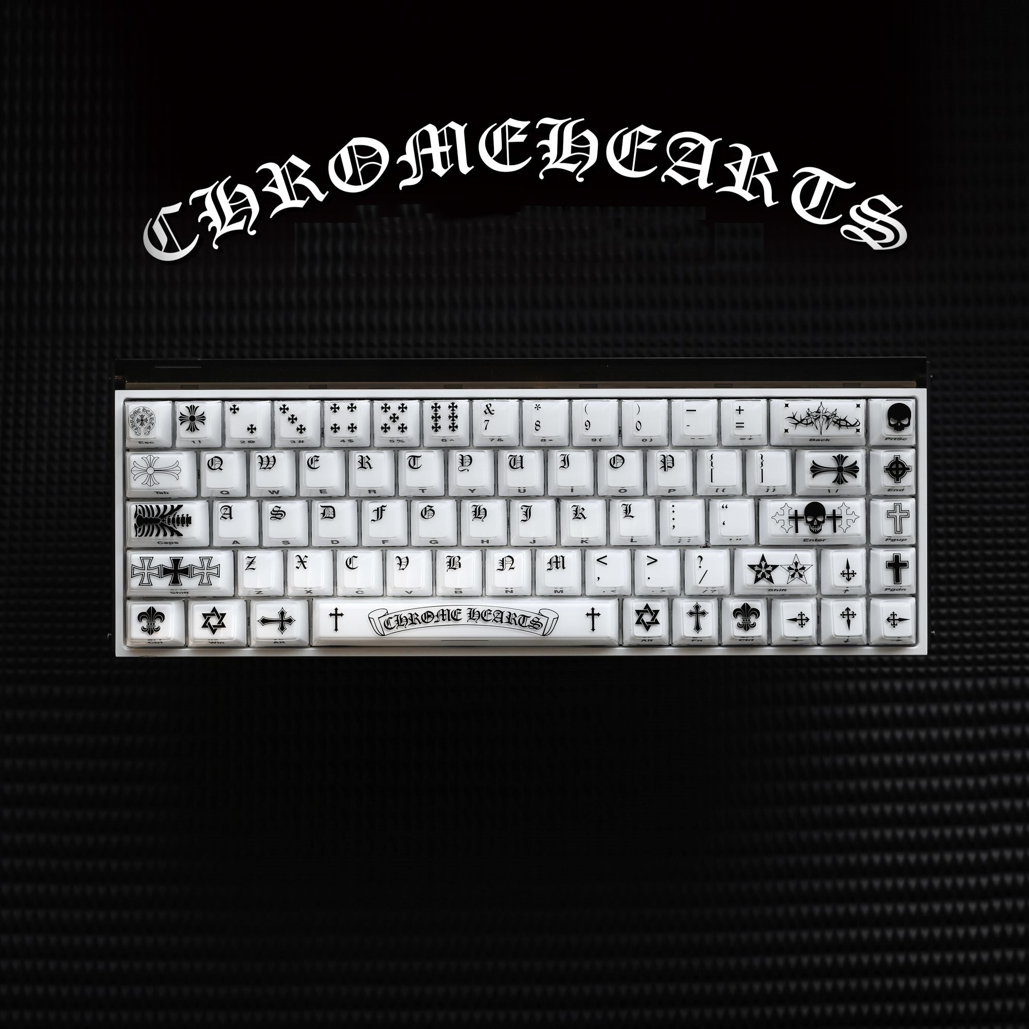 Chrome Hearts Crystal Jelly Keycaps, PC High Transparency Keycaps Transparent Theme Mechanical Keyboard Specific Keycaps, Fashion Trend Personalized Keycap Set