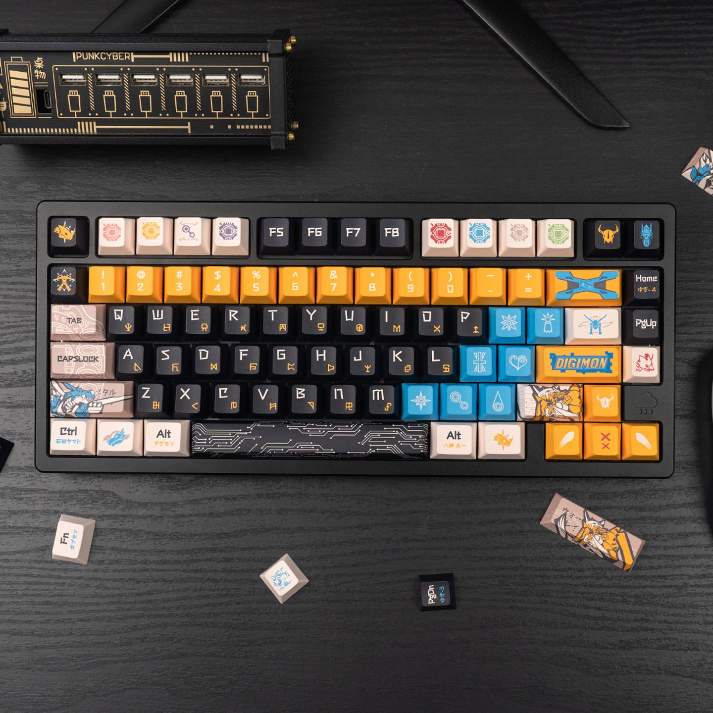 Digimon theme mechanical keyboard set keycap animation peripheral anime PBT sublimation original factory height