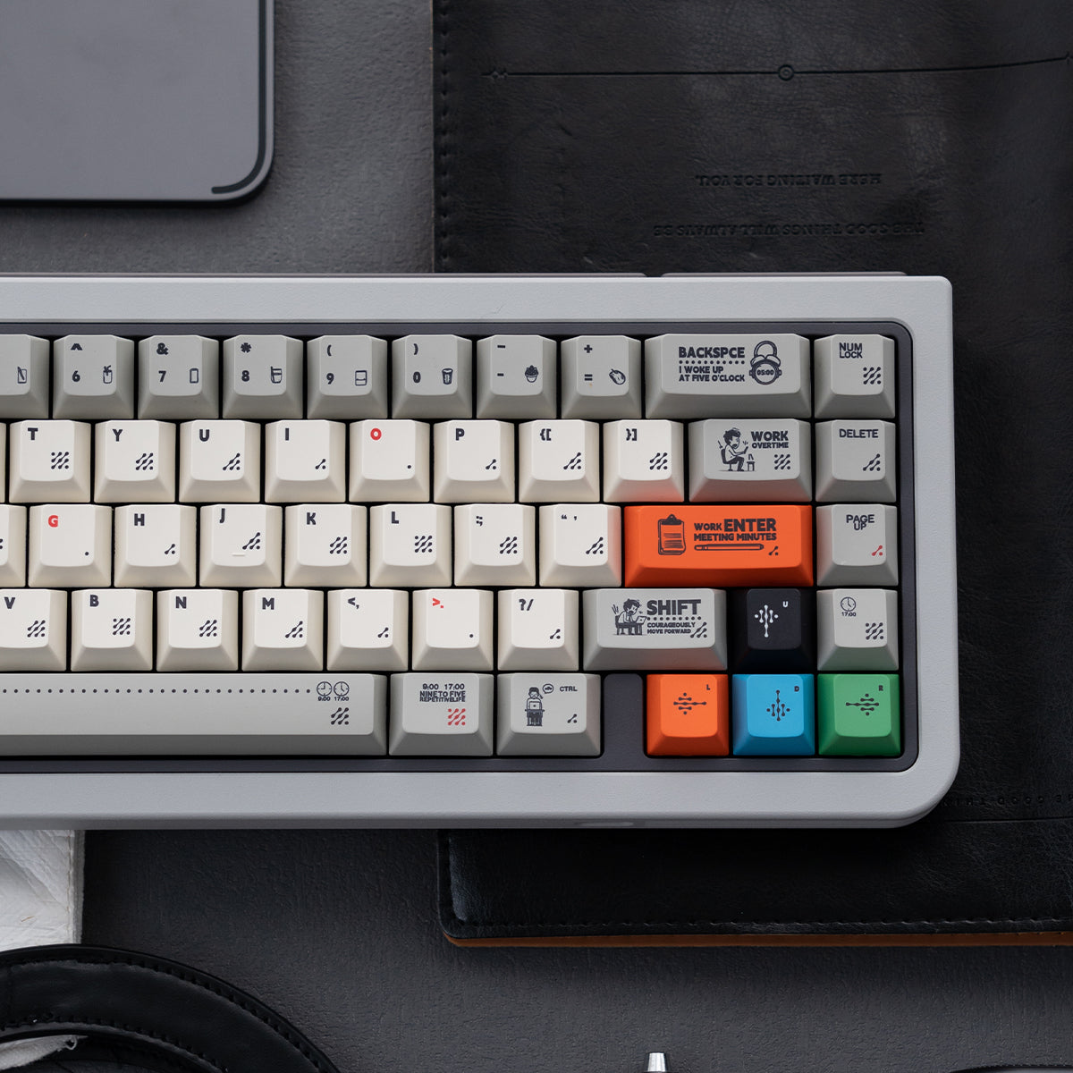 Early work and late return theme mechanical keyboard keycap complete set PBT heat sublimation original factory highly personalized keycap set