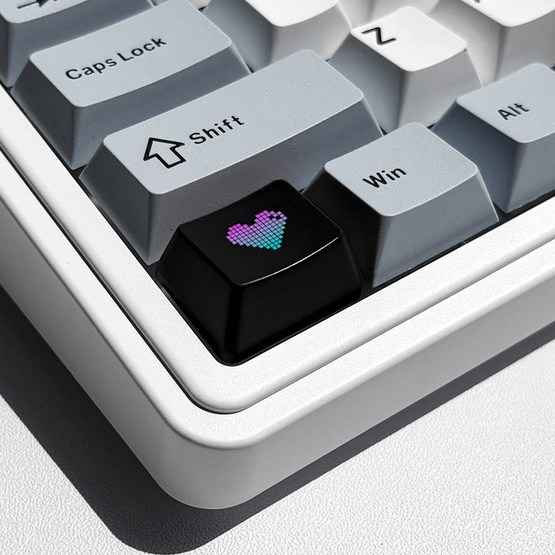 Transparent pixel heart, ABS plastic material, multiple key positions, personalized keycaps