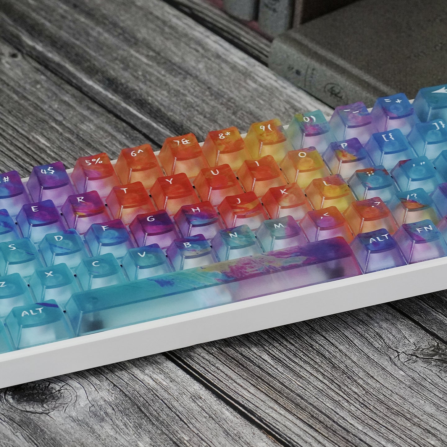 Dreamy Gradient Dyeing Series 5-sided Mist Transparent, Mechanical Keyboard Keycaps, PBT Original Factory Height