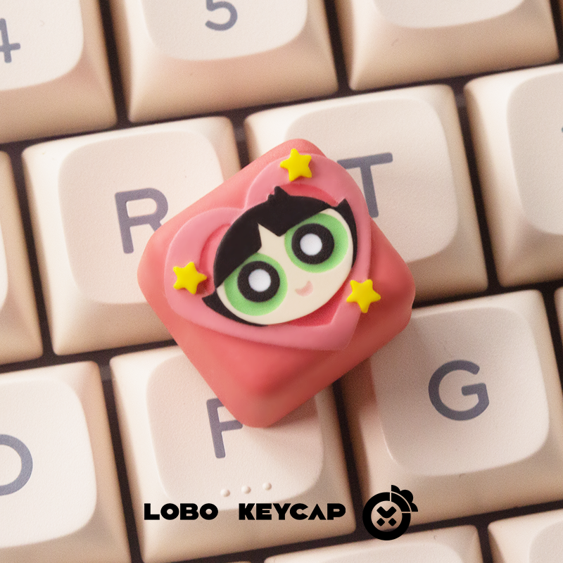 The Powerpuff Girls Season, Multi colored resin molded personalized keycaps, handmade keycaps, decorative keycaps