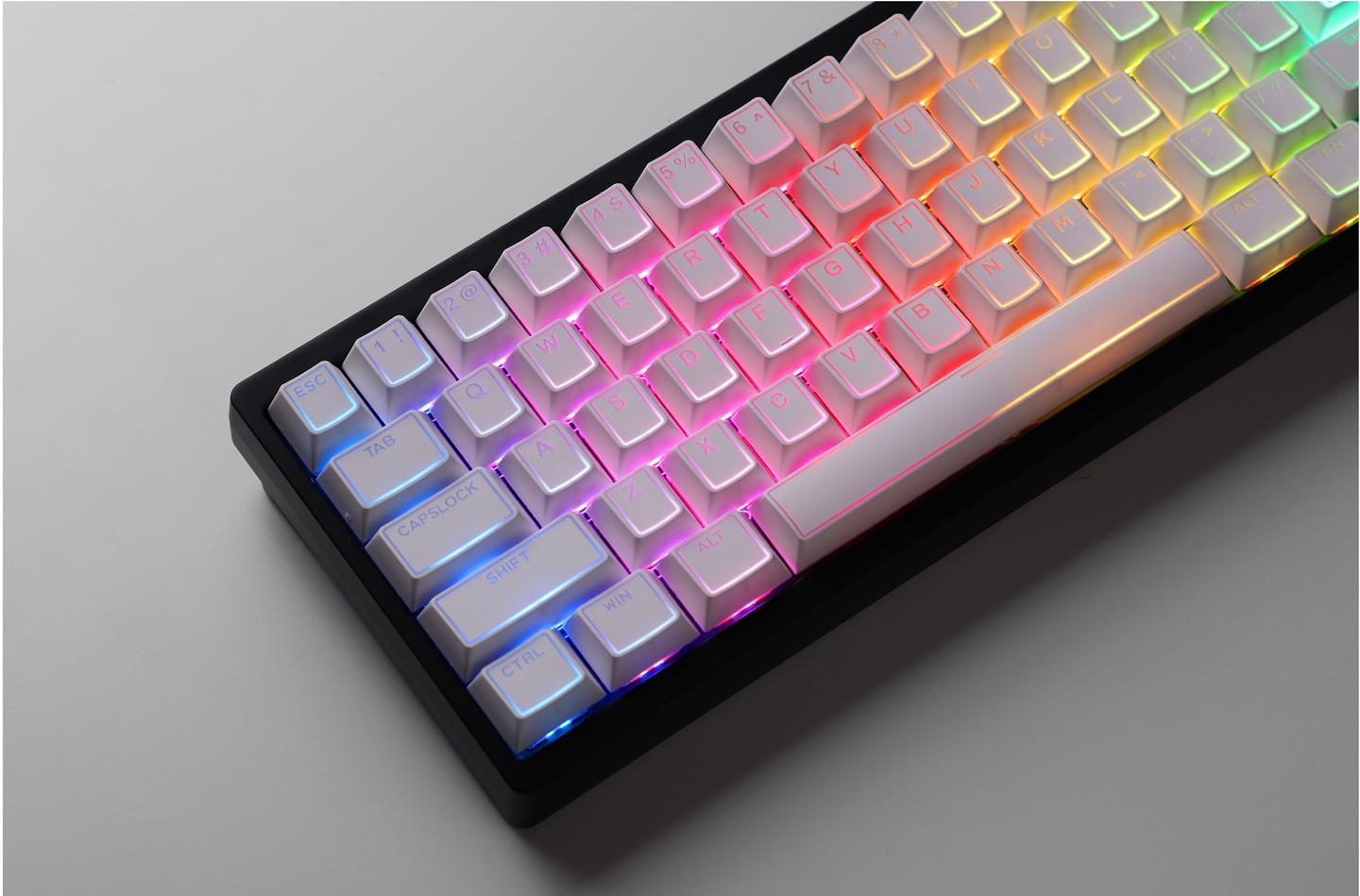 Light edge, keycap square ring+positive engraving translucent white PBT dual color customized factory height set keycap