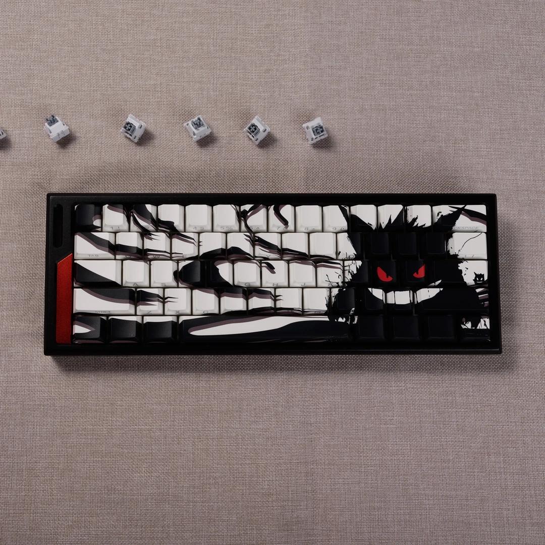 Shadow Ghost Shadow, Black and White PBT Material Set Personalized Keycaps, Mechanical Keyboard Decorative Keycaps.