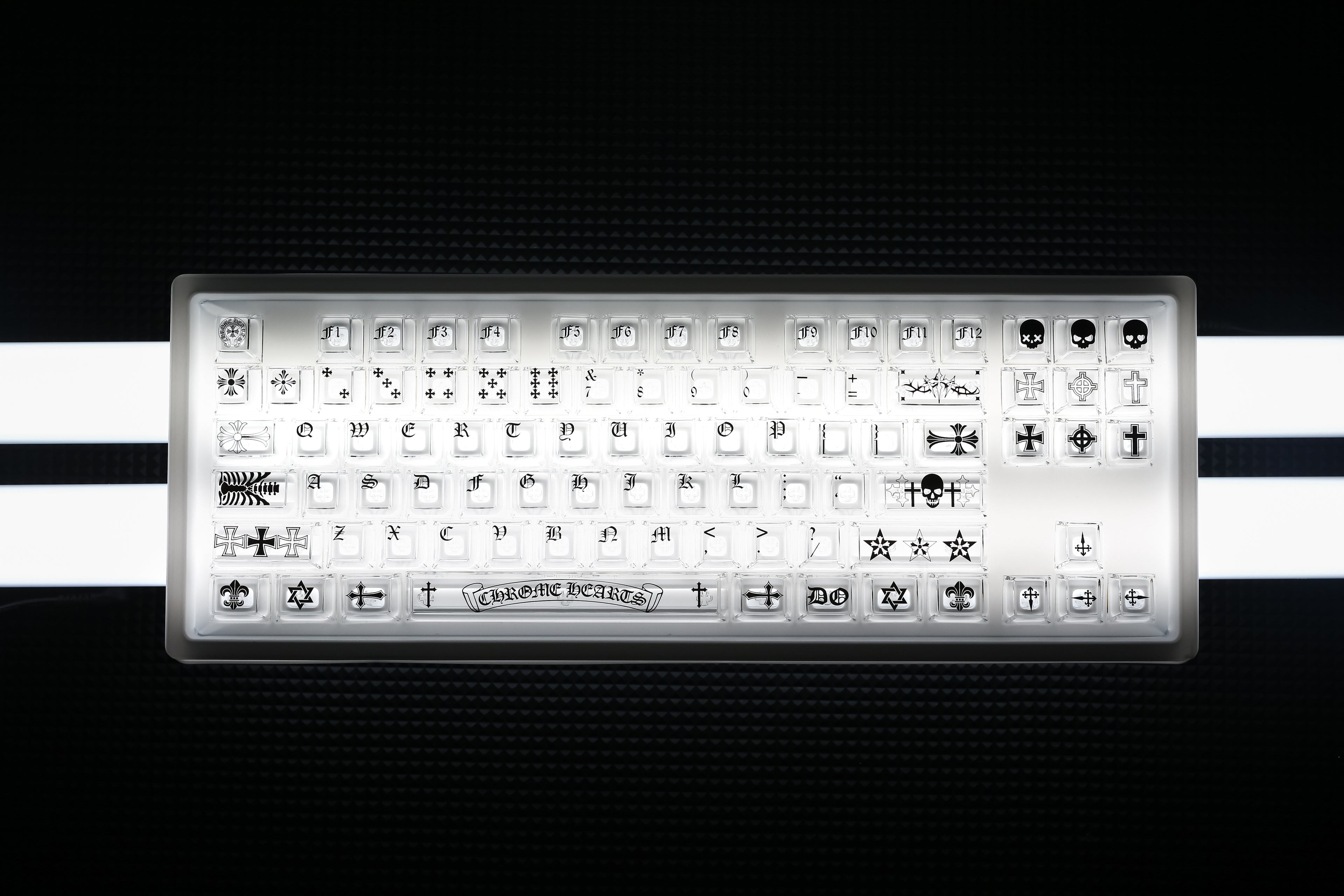 Chrome Hearts Crystal Jelly Keycaps, PC High Transparency Keycaps Transparent Theme Mechanical Keyboard Specific Keycaps, Fashion Trend Personalized Keycap Set