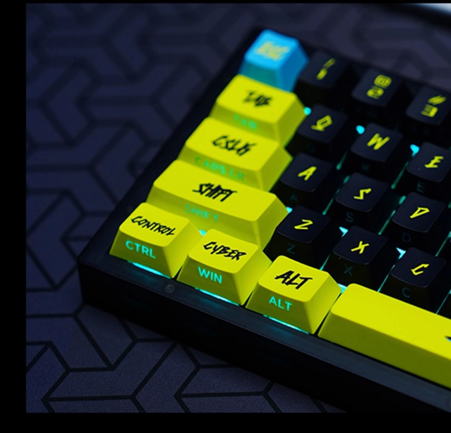 Cyberpunk themed keycaps pbt+PC sublimation technology personalized keycap set neon colored keycaps, anime and game themed decorative keycaps