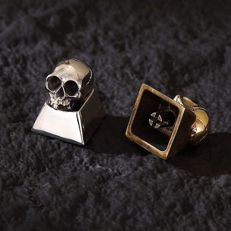 Pure copper skull, unique and niche metal keycaps, metal decorative keycaps, mechanical keyboard art keycaps