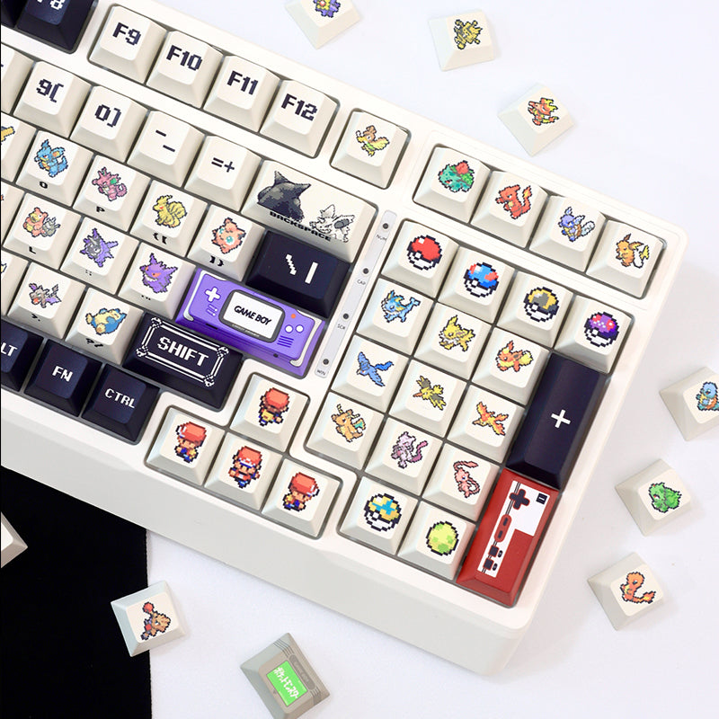 Pok é mon Theme Set Personalized Keycaps, Cute Pixel Style Mechanical Keyboard Cap PBT Five sided Heat Sublimation Original Factory Height