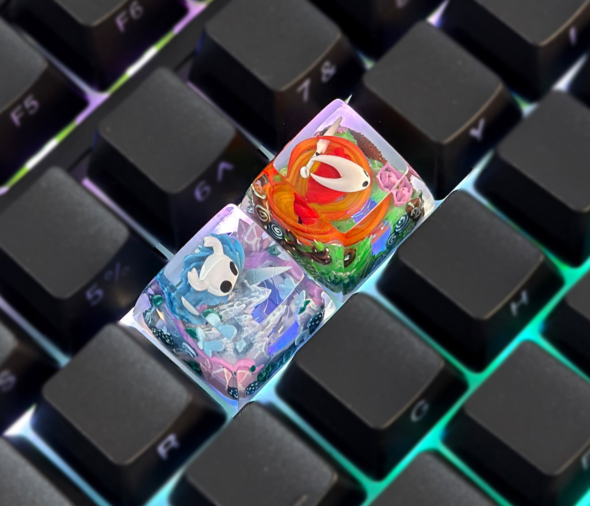 The Hollow Knight, Hollow Knight: Silksong,Crystal drops of glue seals, resin personalized keycaps, anime game artisankeycaps