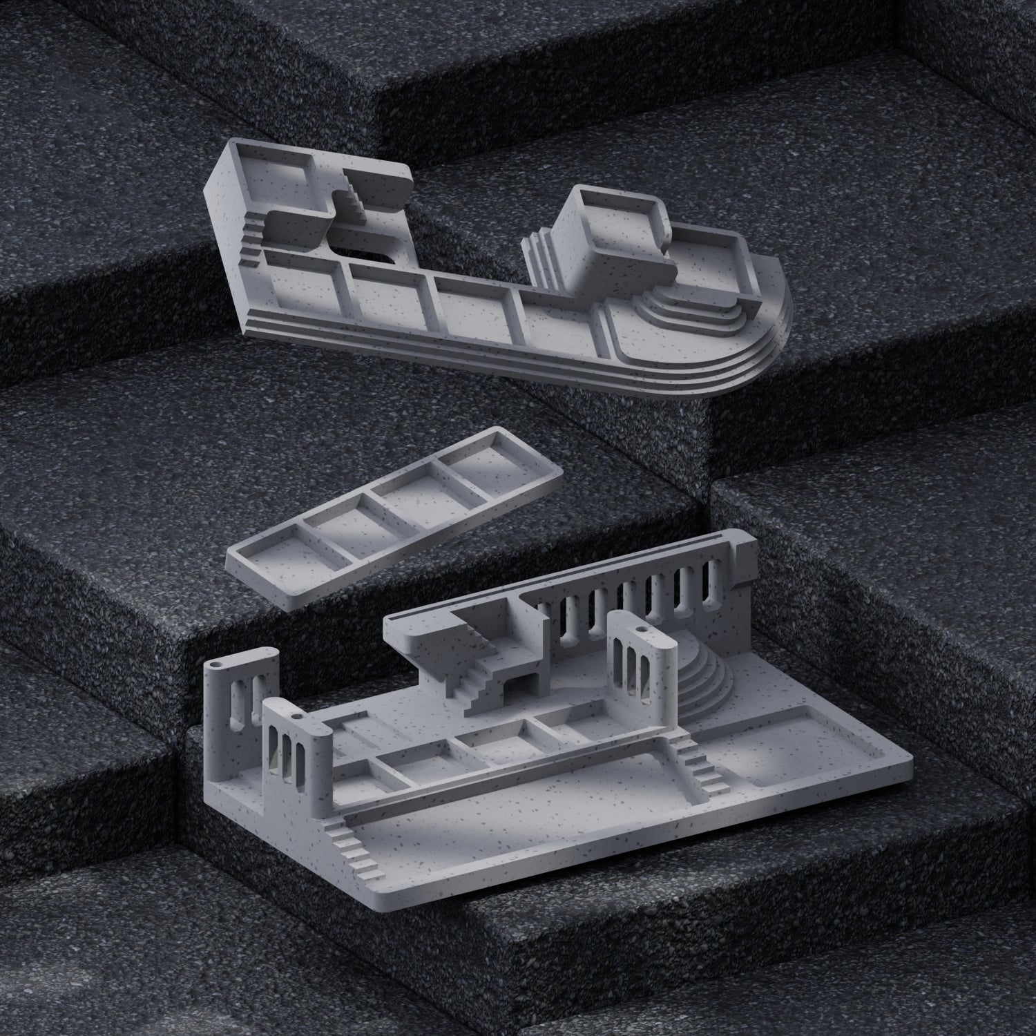 Personalized keycap display stand, cloud staircase, 3D printed molding