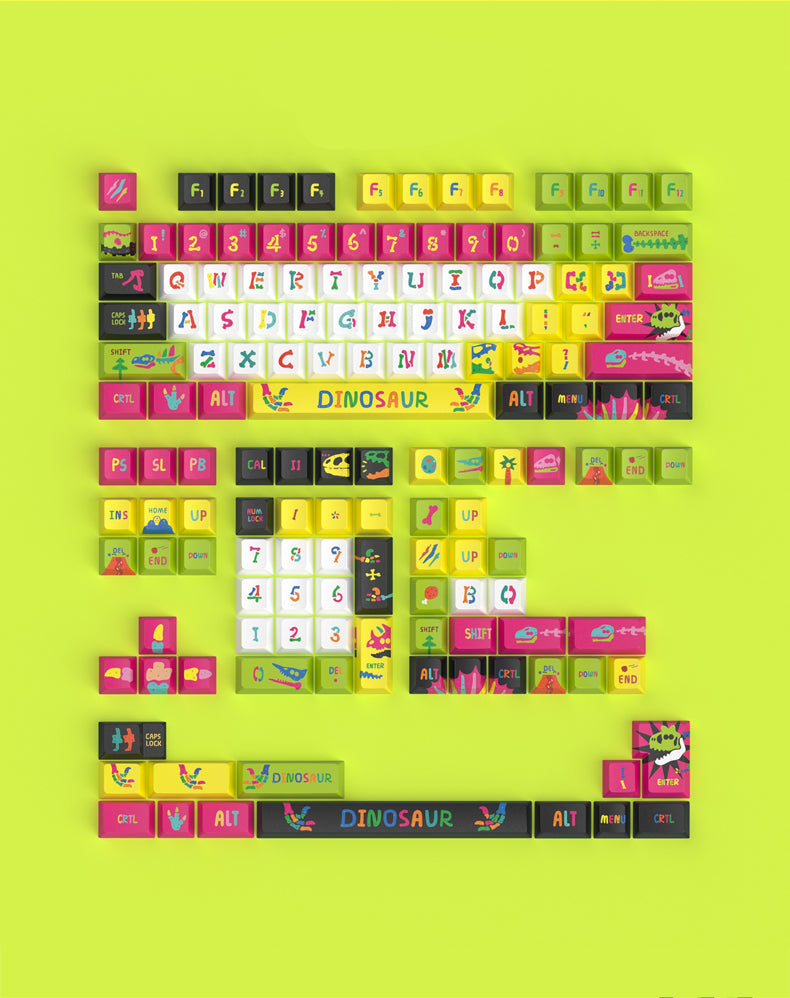 Jurassic themed sublimation, original factory height 146 keys, customized keycaps